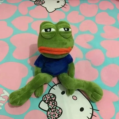 45cm Pepe The Frog Plush Toy Sad Meme Frog Stuffed Animal Soft Funny Peluche Cute Kawaii Hugging Pillow Home Decor Gag Gift