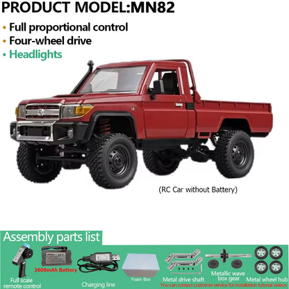 MN82PRO MN82 1/12 RC Car 4WD 2.4G Remote Control Car Simulation Classic All-terrain Off-road LED Light RC Truck Toys As Kid Gift