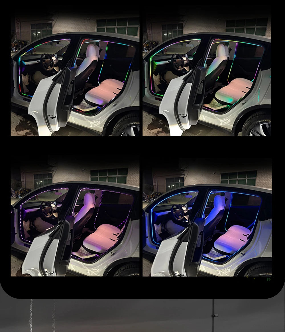 4in1 Symphony Automotive Door Frame color-changing RGB LED Interior Ambience light USB APP Remote Control Easy to Install