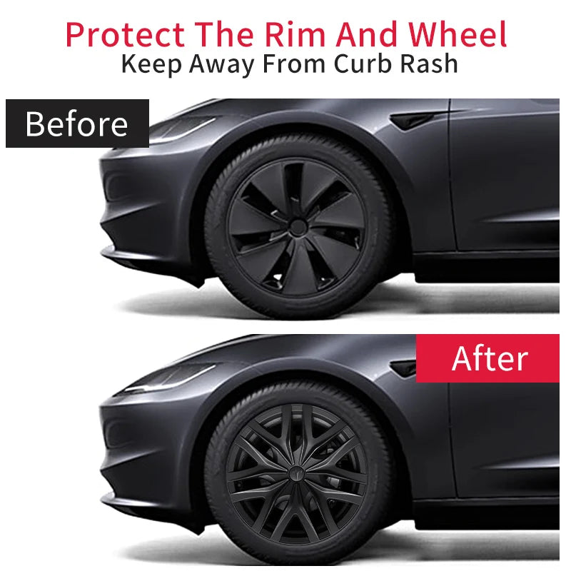 4PCS 18Inch Hubcaps for Tesla Model 3 Highland 2024-2026 Hub Cap Automobile Cap Full Rim Wheel Cover Can not for Model 3 Standar