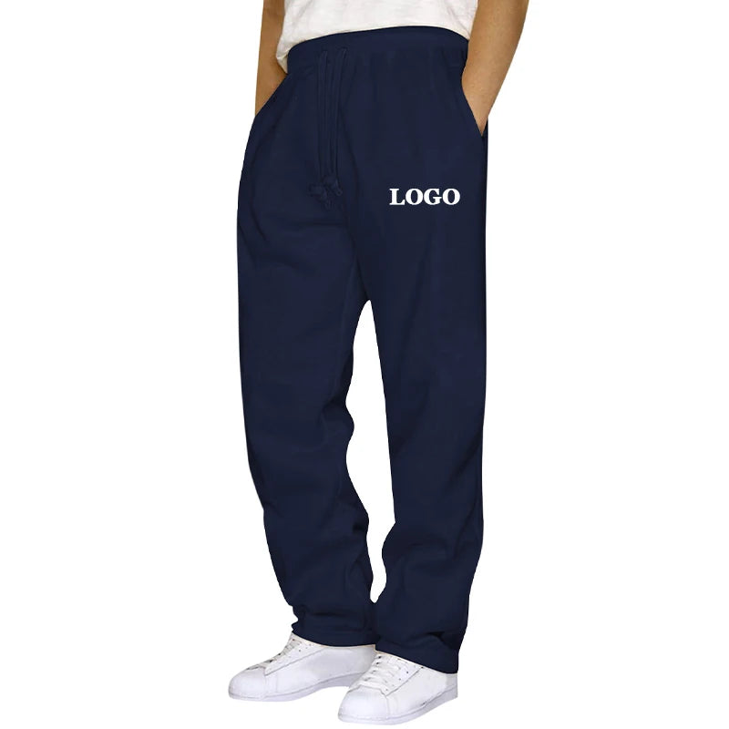 Customized Straight Leg Jogger Pants Men Autumn Winter Personality Printed Thicken Sweatpants Pocket Trousers Streetwear S - 5XL