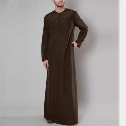 2025 New Muslim Arab Dubai Mens Loose Robe Zipper Shirt Ethnic Clothing