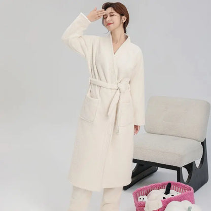 Arctic Velvet Thiened Women's Sp Robe Island Velvet Couples Bath Robe Coral Velvet Men's Home Clothes Autumn Winter Home...