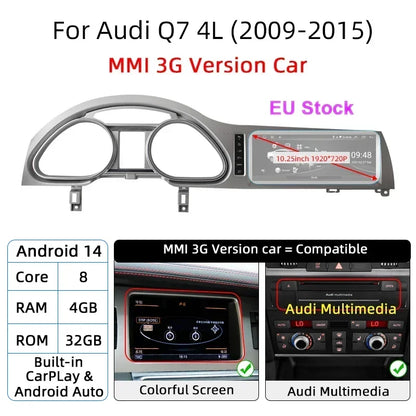 Android 14 8+128GB CarPlay For Audi Q7 4L 2005-2015 MMI 2G 3G GPS Car Multimedia Player Navigation Auto Radio Stereo DSP WIFI