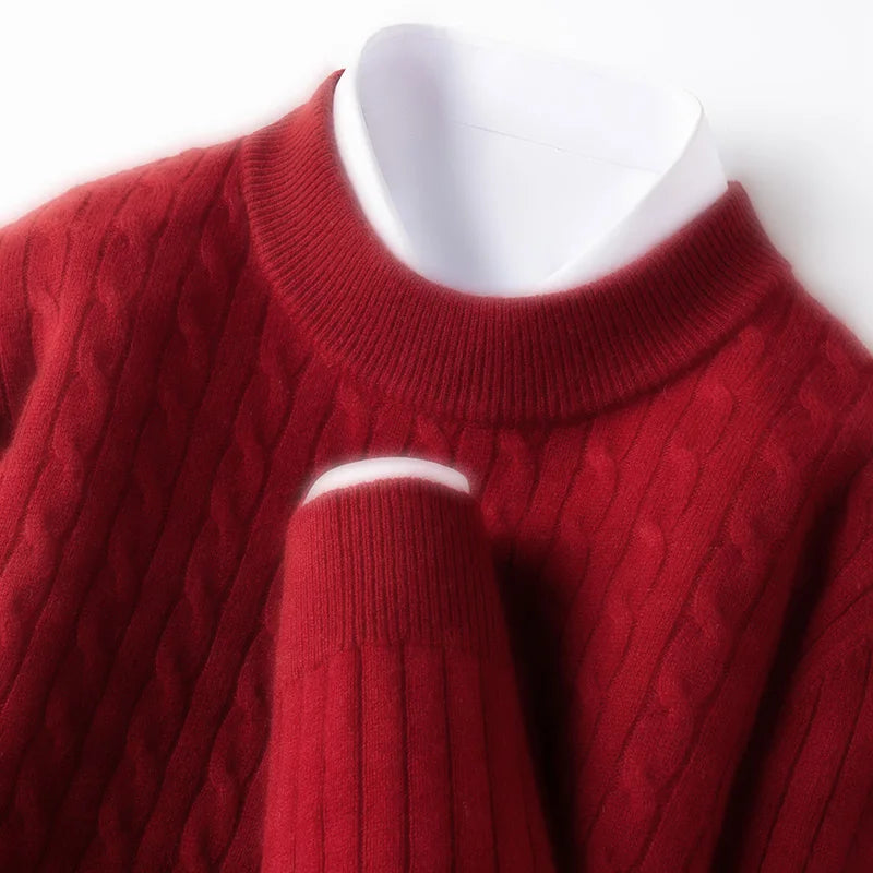 100% Australian Merino Wool Sweater Men's, 410g Thickened Anti-Pilling, Old Money Style, 4 Colors