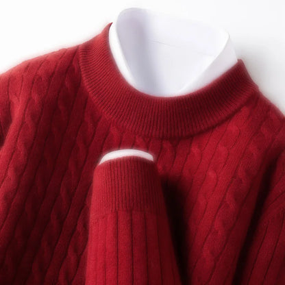 100% Australian Merino Wool Sweater Men's, 410g Thickened Anti-Pilling, Old Money Style, 4 Colors