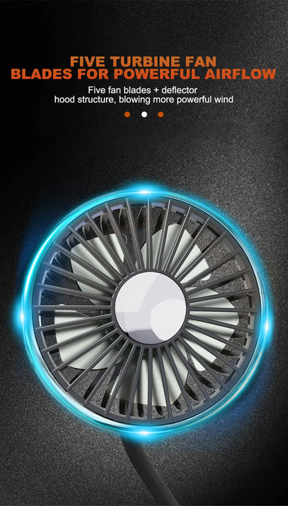 SEAMETAL Dual Head Car USB Fan Cooling Air Fan 3-Speed 360 Degree Adjustable Auto Headrest Fan for Summe Car Accessories