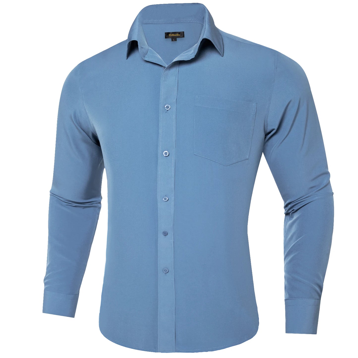 Solid Men Shirts Long Sleeve Cotton Polyester Blue Green Yellow Classic Basic Casual Slim Business Office Shirts Clothes