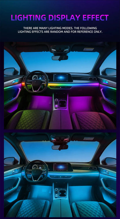6/10/14/18in1 Led Acrylic Car Waterfall Lamp Ambient Light 213 Rainbow Color Symphony APP Remote Controll Atmosphere Lamp Kit