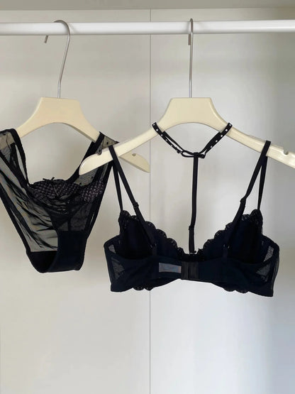French-style Heart Embroidery Lingerie Set for Petite Women Soft Steel Cups Romantic Bra Set Hot Sale Comfortable  S-XL Hot Sale