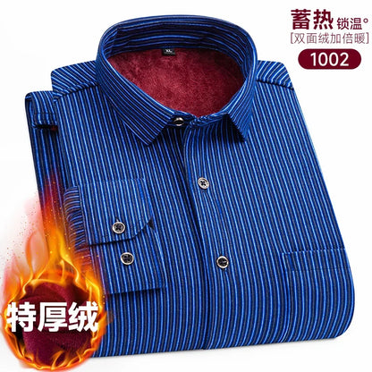Plaid Shirts For Men Cotton Flannel Warm Winter Long Sleeve Button Plus Size Business Dress Smart Shirt Casual Easy Care Clothes