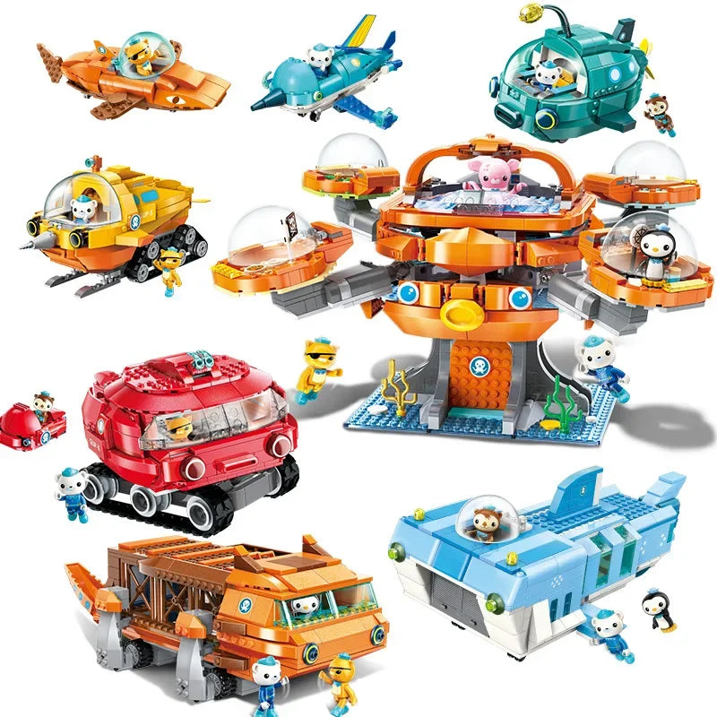 TV Cartoon Octonuts Genuine Authorized Building Blocks Model Octopus Castle Kids Toy Gift Set Christmas Gifts