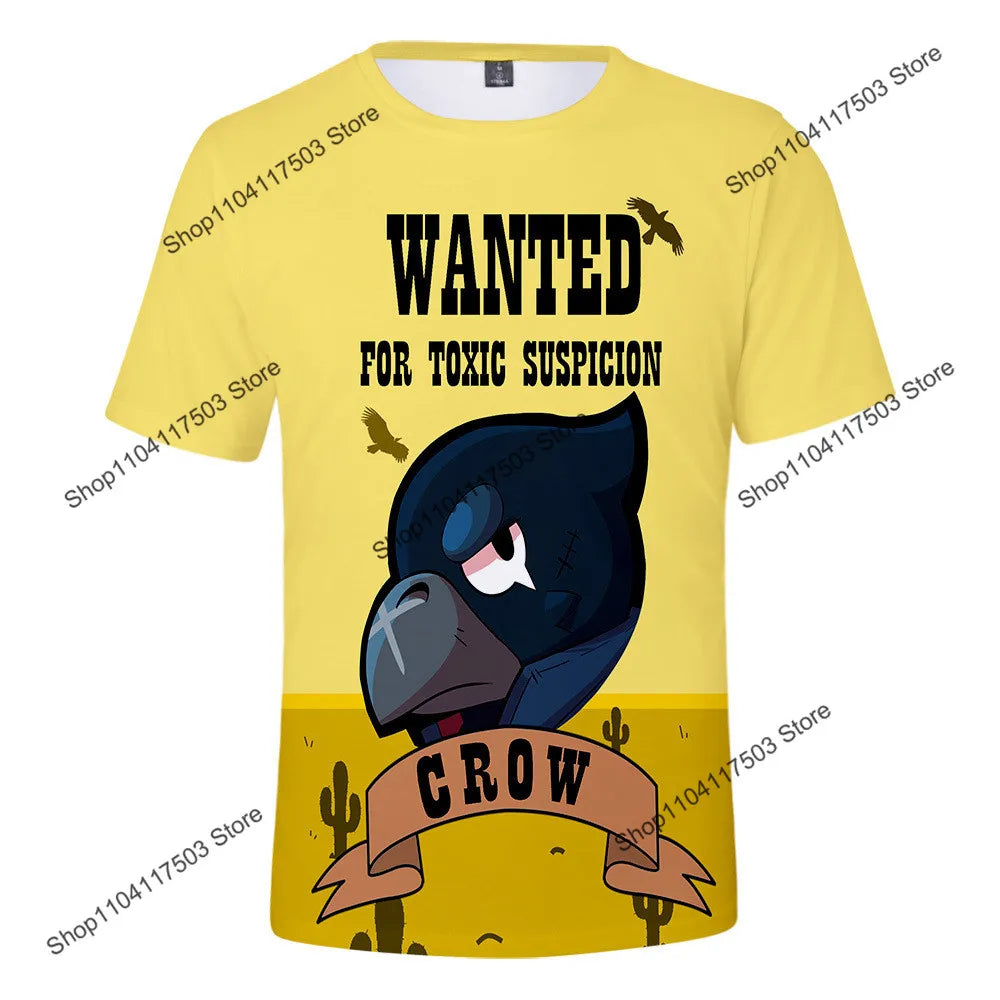 Brawler Leon Shooter Kids T-shirt Shooting Game Spike 3D Print Tshirt Boys Girls Cartoon Tops Teen Clothes