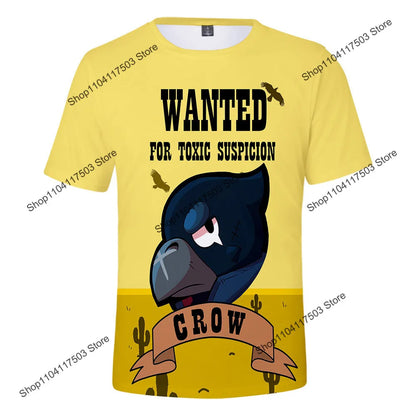 Brawler Leon Shooter Kids T-shirt Shooting Game Spike 3D Print Tshirt Boys Girls Cartoon Tops Teen Clothes