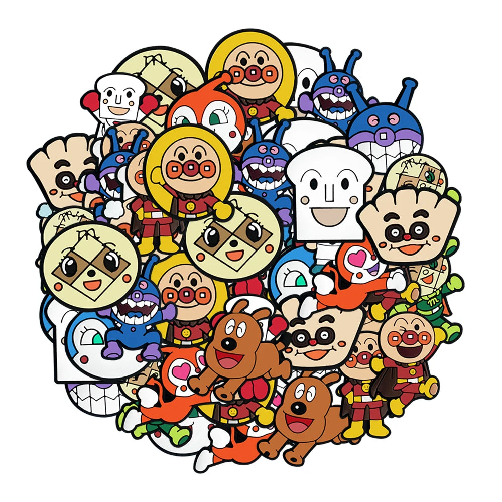 16-100pcs Anpanman Cartoon Shoe Charms PVC DIY Shoes Decoration Bracelet Wristband Sandal shoe Accessories Buckle for Kids Gifts