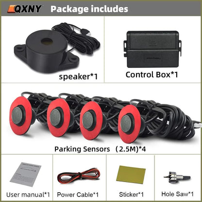 Flush Mount 4 Probe Reverse Parking Sensor Adjustable Depth Bumper Backup Radar System with Distance Alert  Aid