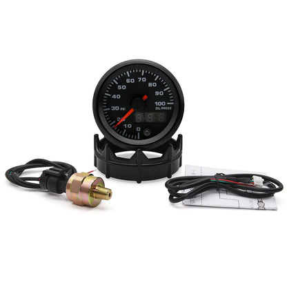 2" 52mm 7 Color LED Dual Display Gauge Boost PSI Boost BAR Water / Oil Temp Oil Pressure Voltmeter Air Fuel Ratio EGT Tachometer