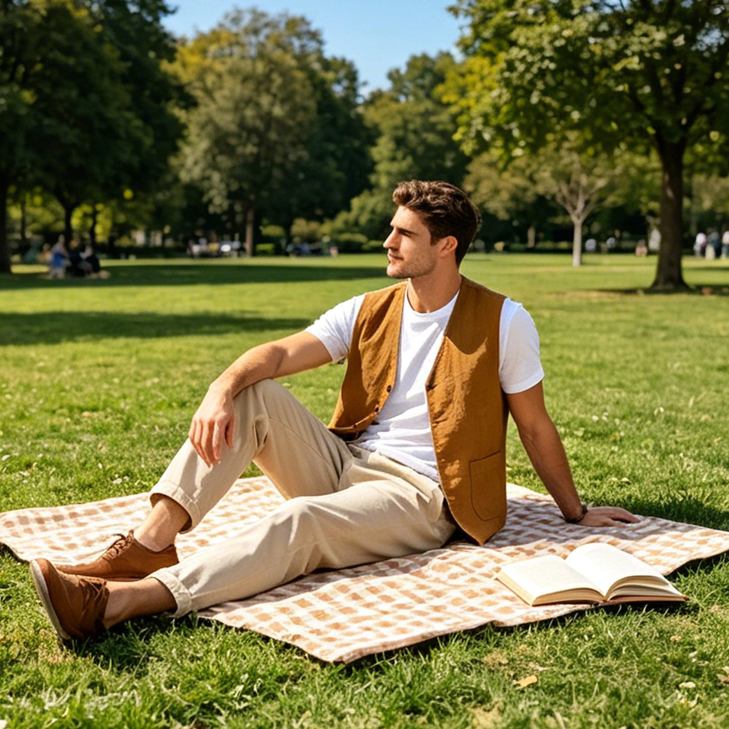 Men's Casual Linen Vest V-Neck Sleeveless Waistcoat Summer Lightweight Breathable Solid Color Button Up Vest For Daily Vacation