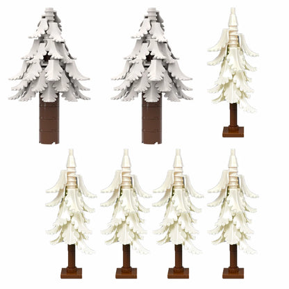 MOC Plant & Tree Parts: Green Grass, Pine Trees, Leaf Flowers & City Building Bricks Accessories - Assemble Blocks Kit