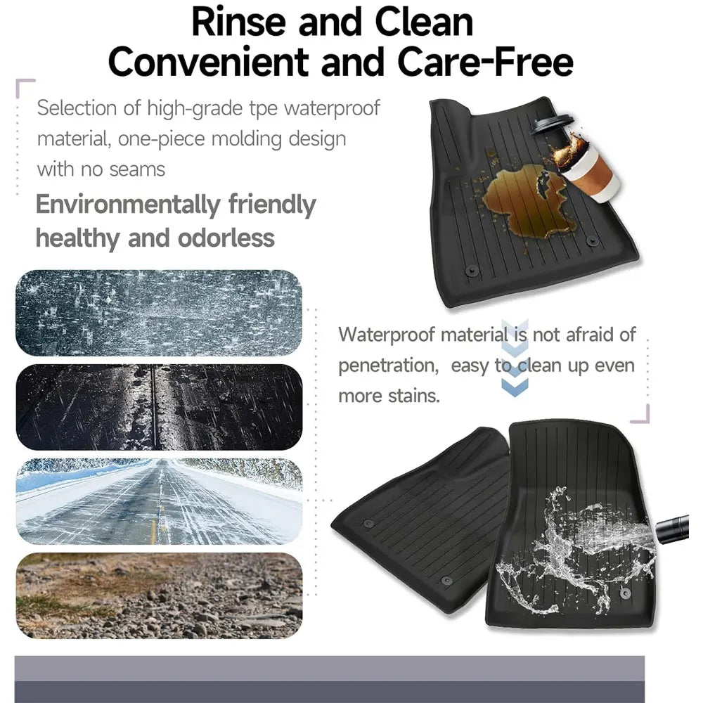 Floor Mats for Tesla Model 3 Highland Model Y Customized Double Layer Anti-Slip and All-Weather Protection - Full Set of 3