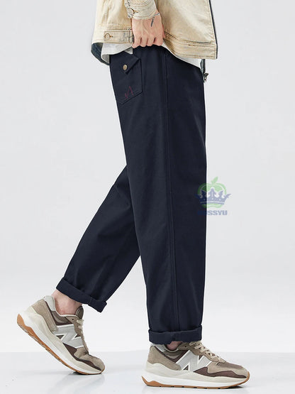 High Quality Autumn Winter 100% Cotton Cargo Pants Men Thick Work Overalls Straight Joggers INS Y2K Casual Trousers Male Brand