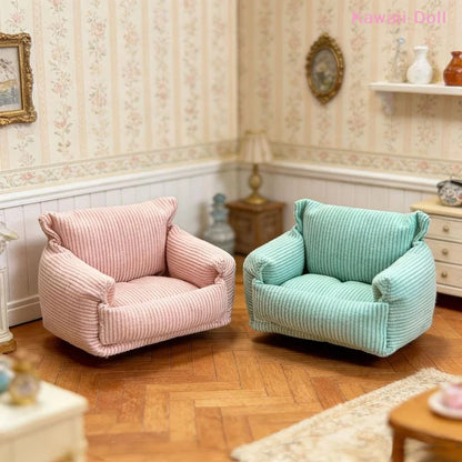 [DO]Dollhouse Living Room Furniture Decoration Dollhouse Simulation Cloud Sofa Model Dolls House Micro Scene Pretend Play Toys