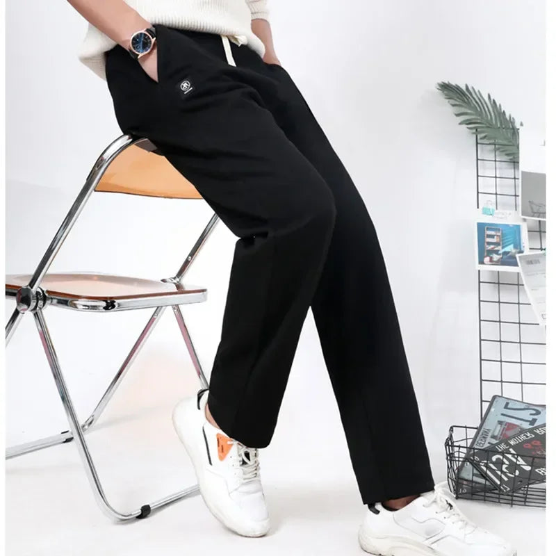 Tall Men 118CM Sports Sweatpants Winter Fleece Extra Long Straight Loose Ultralong Warm Pants Black Male Sweat Track Trousers
