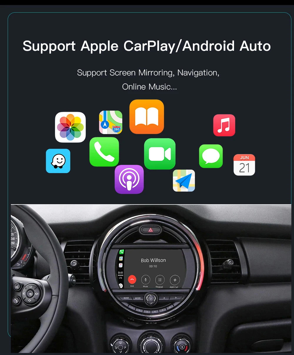 Wireless CarPlay Android Auto for BMW Mini R55 R56 R57 R58 R59 R60 R61 F54 F55 Clubman Countryman Hardtop John Cooper F56 F57