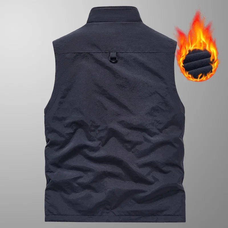 Casual Fleece Lined Vest Men's Autumn Winter Double-sided Wear Stand Collar Jacket Warm Plush Outerwear Comfortable Vest Top