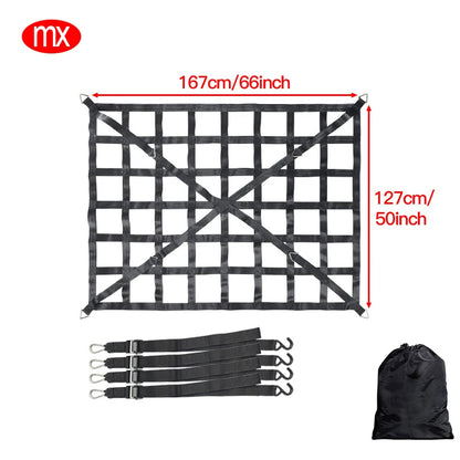 Car Trunk Rooftop Net Heavy Cargo Net Mesh Cargo Net Truck Trailer Dumpster Extend Mesh Covers Luggage Nets With 4 Fixed Belt