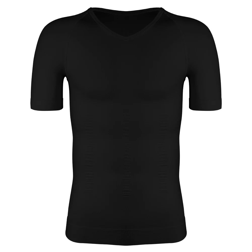 Men Gynecomastia Compression Shirts Shapewear Tummy Control Body Shaper Undershirt V-Neck Workout Baselayer T-Shirt