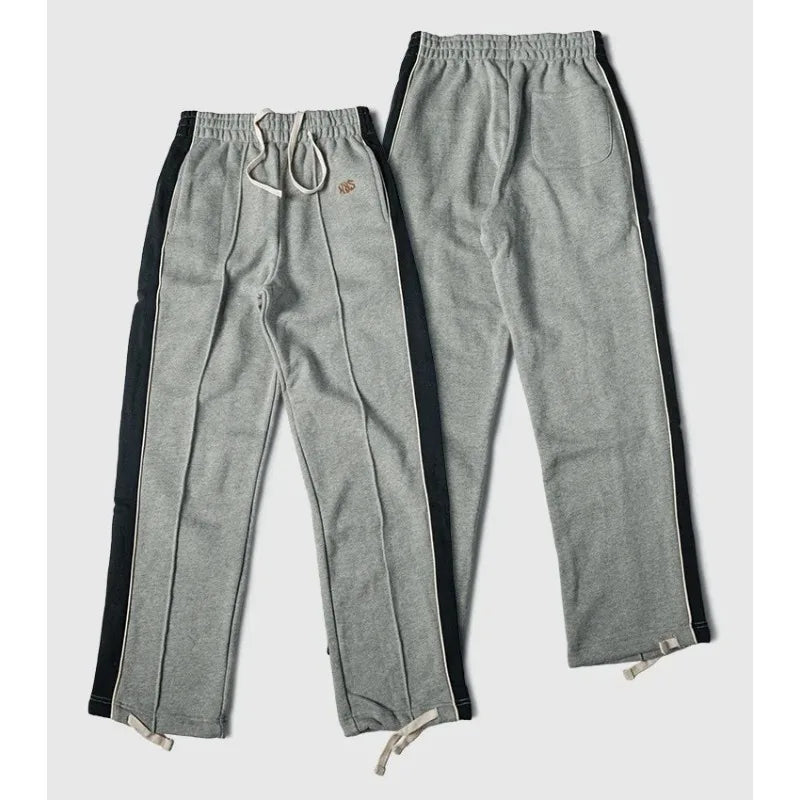 Non Stock 80s Old School Style Two-Tone Sweatpants Mens Cotton Jogging Trousers Streetwear Tracksuits
