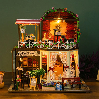 DIY Wooden Miniature 3D Puzzle Building Kits Cottage Doll Houses With Furniture Light Casa Dollhouses Friends Birthday Gifts