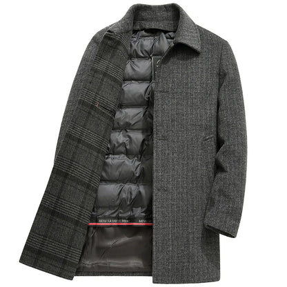 Men's Autumn Trench Coat Warm Woolen Overcoat Male Autumn Winter Men's Wear Woollen Coat Male Warm Mens Long Jacket Men Clothing