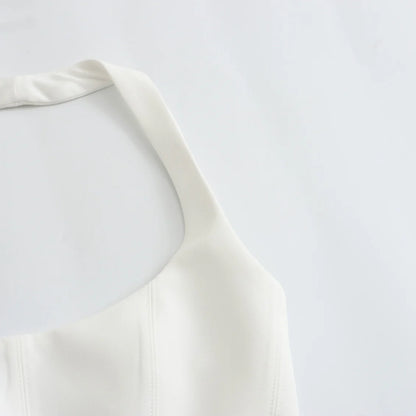 BSAY Women Fashion Summer White Halter Backless O-neck Comfortable Sling Crop Top Chic Female Sexy Streetwear Vest Mujer