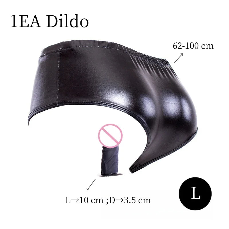 Erotic Bondage Harness Panties with No Vibration Silicone Dildo Vaginal Anal Plug for Women Intimate Strap-on Chastity Pants