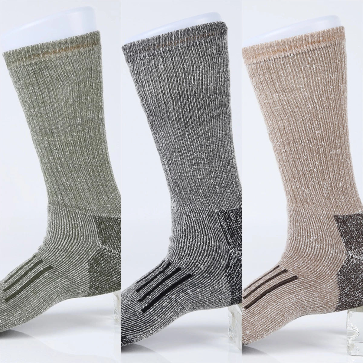 3 Pairs Hiking Socks Merino Wool for Men 80% Merino Wool Ski Socks Winter Thick Thermal Crew Socks Men Walk Warm Anti-Odor