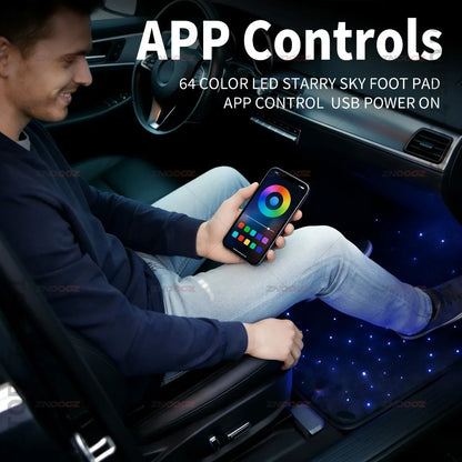 For Ford Super_Duty Expedition F-Series E-Transit Explorer Mustang Transit Ranger USB Car LED Starry Sky Foot Mat DIY Can Be Cut