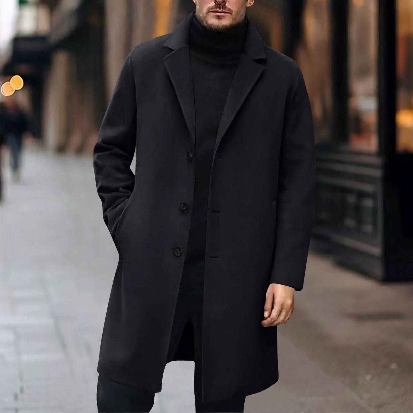 Men Wool Blends Coats Trench Pea Coat 2025 Spring Winter New Solid Color High Quality Men's Wool Jacket Luxurious Brand Clothing