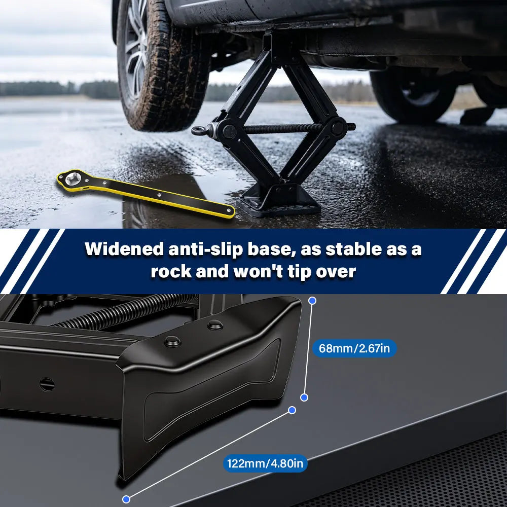 BRIEFNESS 2 Ton Scissor Jack Set，Car SUV Auto Jack Kit with Extendable Wheel Wrench,Labor-Saving Repair & Tire Replacement Tool