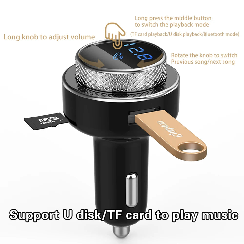 Car Kit FM Transmitter Hands Free QC3.0 USB Charger MP3 Player Bluetooth-compatible for Outdoor Parts Personal Car Accessories