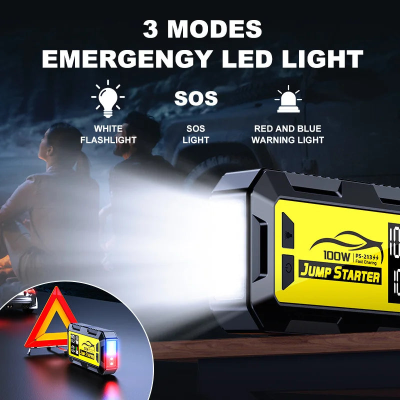 8000A 100W 24000mAh Car Emergency Jump Starter Power Bank Super Capacitor With Fast Charging Booster Car Battery And DC Output