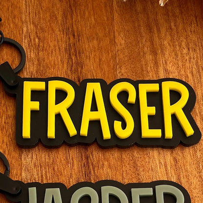 Custom Acrylic Fall/Winter Keychain // Matte Black Luggage Tag | Acrylic Name Tag | Key Ring | Personalized Keychain | Boys' Bac