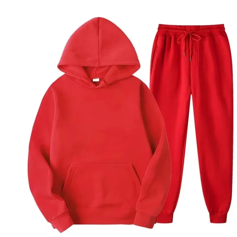 2026 Winter Eco-Friendly Soft Tracksuit Men's Set Long Sleeve Pullover Jogging Pants 2pcs Fitness Running Suits Sportswear Male