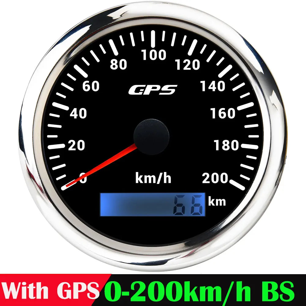 A 85MM GPS Speedometer For Motorcycle Marine Boat 30~200 Kmh Boat Car Truck Speed Gauge Meter With GPS Antenna 7 Color Backlight