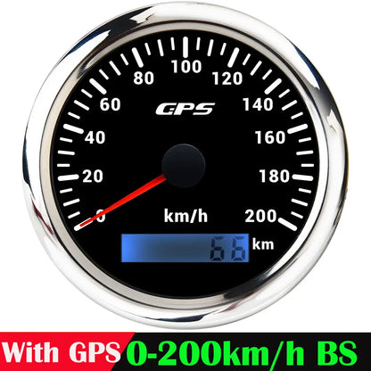 A 85MM GPS Speedometer For Motorcycle Marine Boat 30~200 Kmh Boat Car Truck Speed Gauge Meter With GPS Antenna 7 Color Backlight