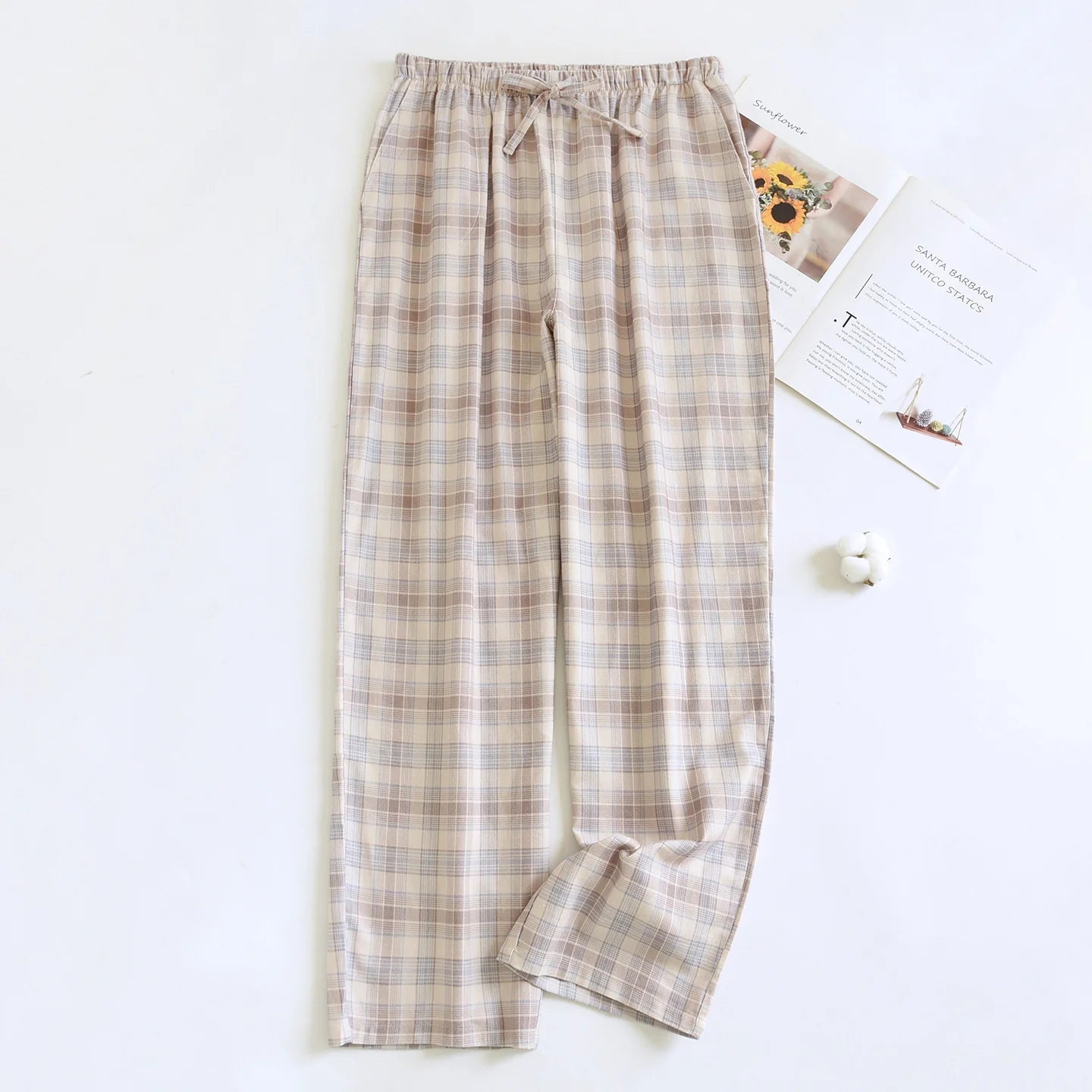 Men's Loose Fit Cotton Flannel Spwear Long Pants Home Leisure Comfortable Warm Outerwear Autumn Winter Spring Cotton Velve...