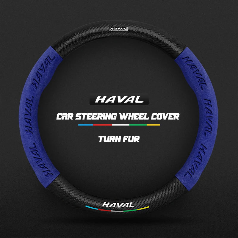 38cm Suede Leather Car Steering Wheel Cover for Haval H1 H2 H3 H4 H5 F7X H6 H7 H9 GMW M4 M6 F7 F50 C50 2011-2023 Jolion
