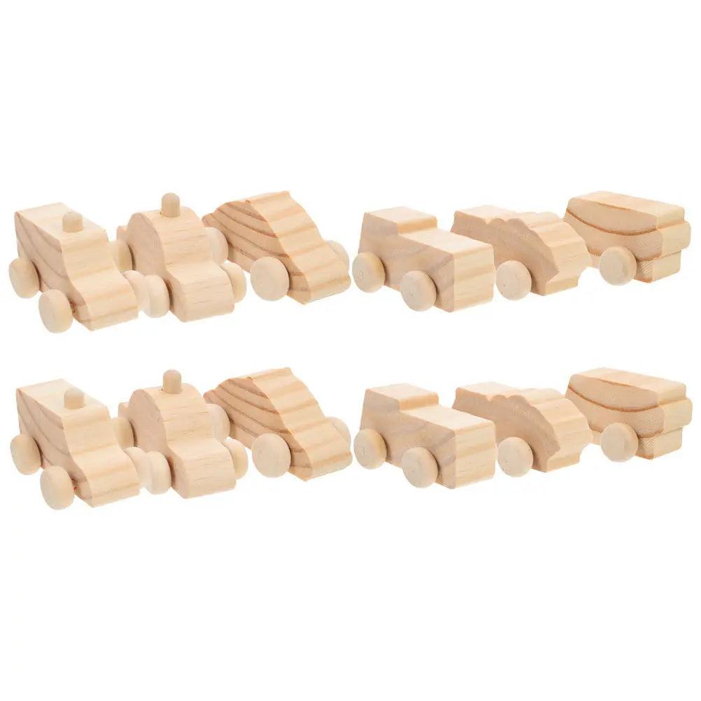 12Pcs DIY Wooden Cars Blank Graffiti Craft Kit Kids Creative Painting Activity Natural Wood Unfinished Car Models Hand Eye