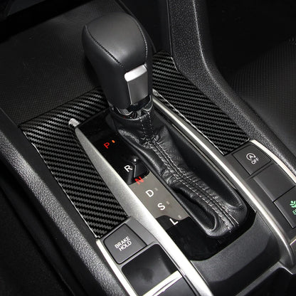 For Honda Civic 10th Gen (2016 -2021) Interior Accessories, Car Center Console Gear Shift Panel , Carbon Fiber ABS Trim Sticker